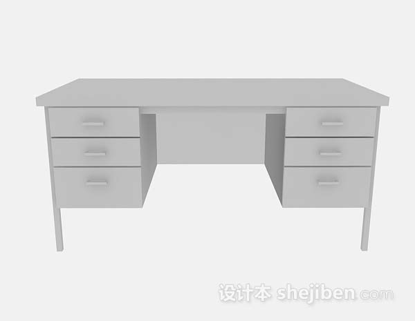 现代风格灰色简单书桌3d模型下载