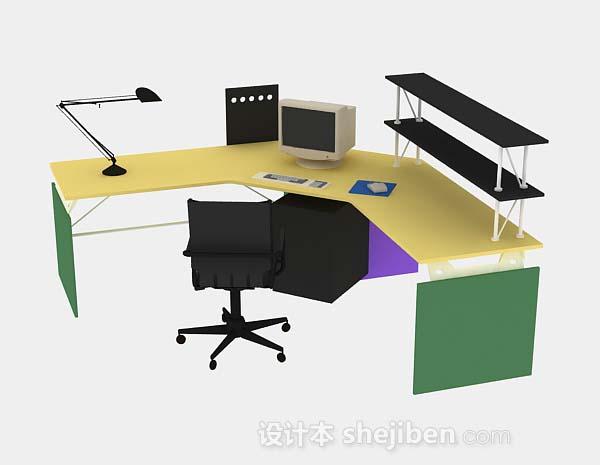 免费现代办公桌椅3d模型下载