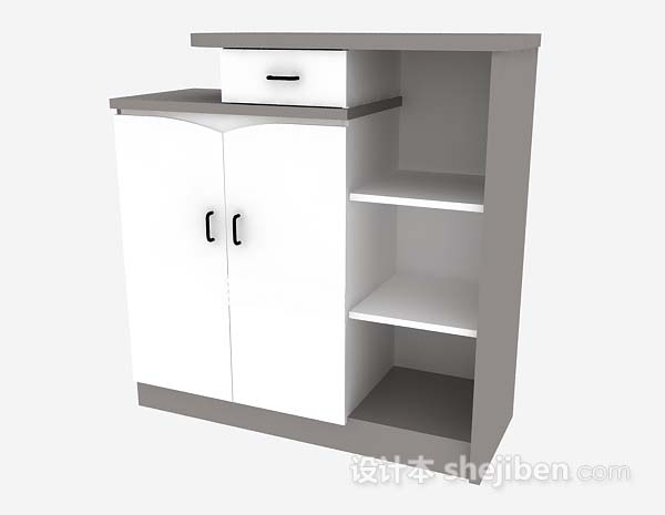 现代风格白色木质家居衣柜3d模型下载