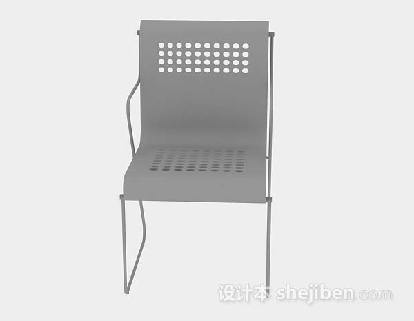 现代风格灰色简约休闲椅3d模型下载