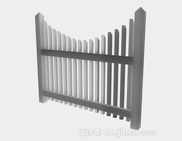 现代风格灰色木质栏杆3d模型下载