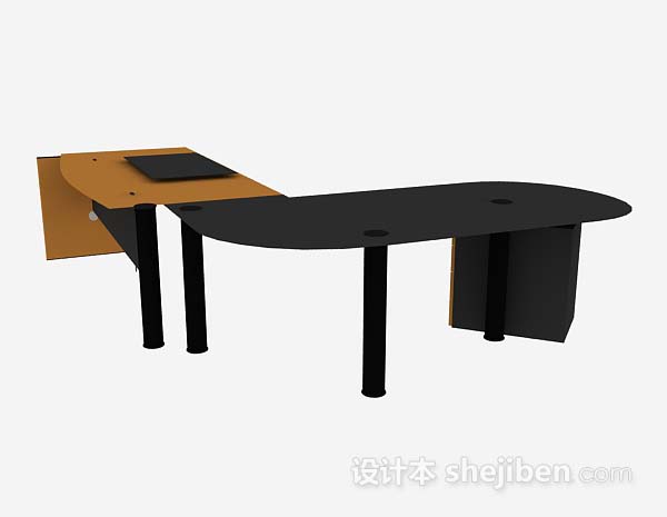 设计本黄棕色办公桌3d模型下载