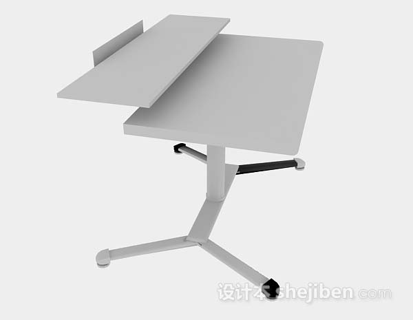 设计本灰色学生书桌3d模型下载