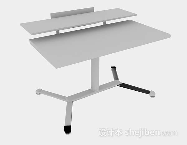 免费灰色学生书桌3d模型下载