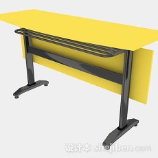 黄色办公桌3d模型下载