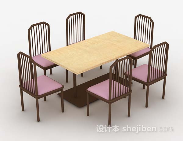 免费木质家居餐桌椅3d模型下载