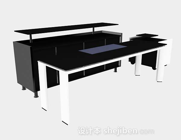 黑色办公桌3d模型下载