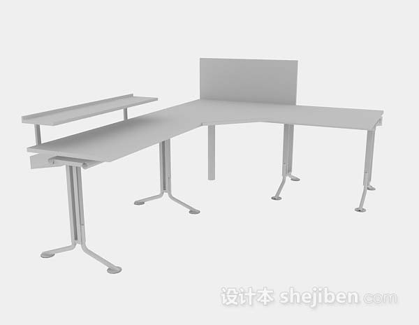免费灰色简约办公桌3d模型下载