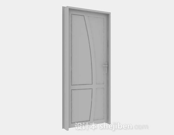 现代风格灰色木质门3d模型下载