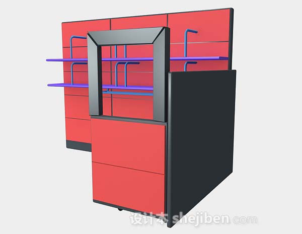 现代风格红色办公桌3d模型下载
