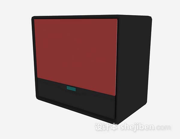 现代风格红色电视机3d模型下载