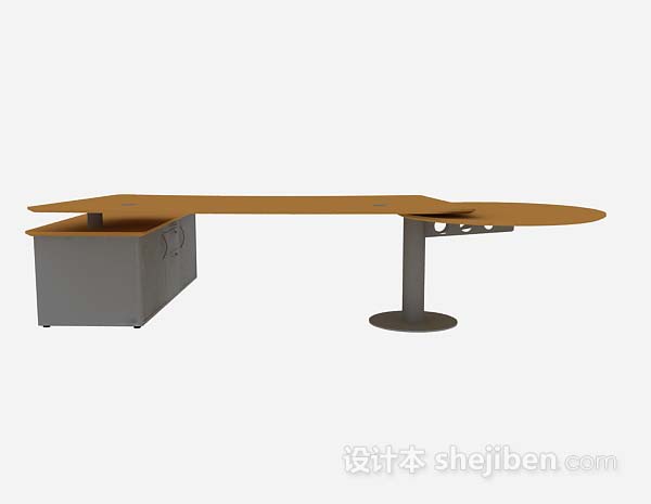 现代风格黄棕色办公桌3d模型下载