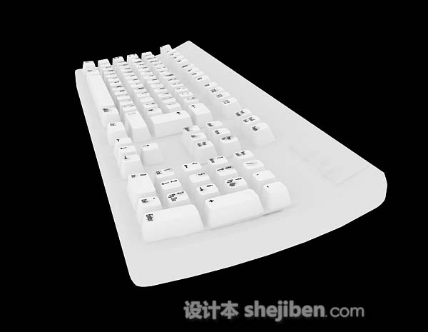 设计本白色键盘3d模型下载