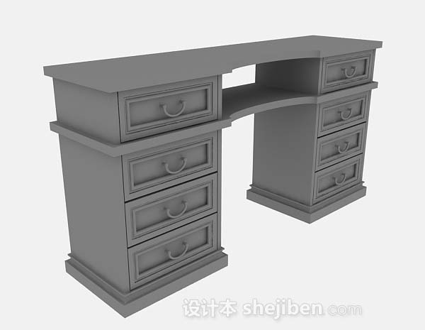 灰色书桌3d模型下载
