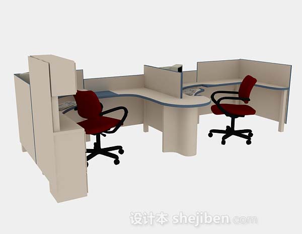 现代风格棕色办公桌椅3d模型下载