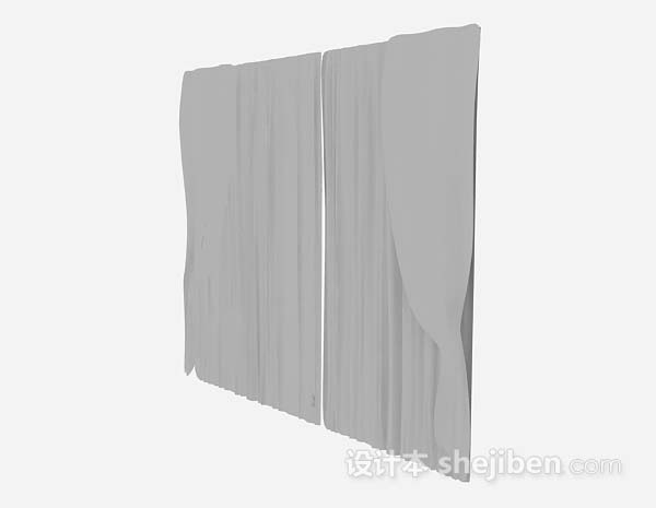 设计本灰色窗帘3d模型下载