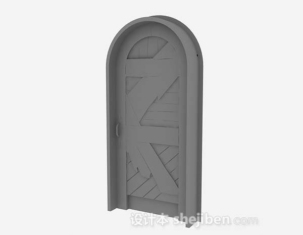 灰色木质拱门3d模型下载