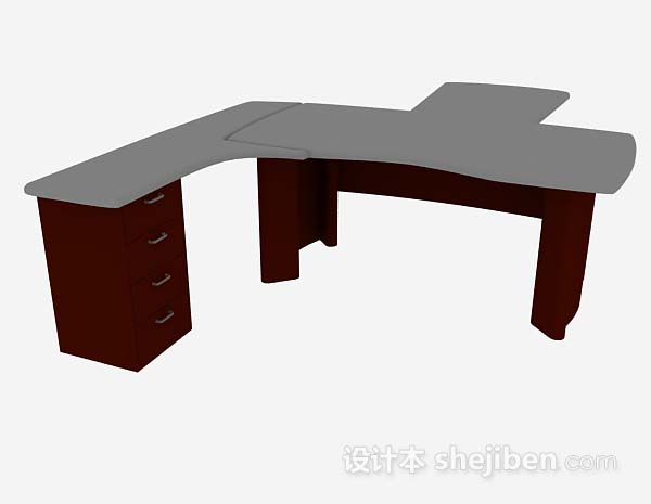 现代风格棕色办公桌3d模型下载