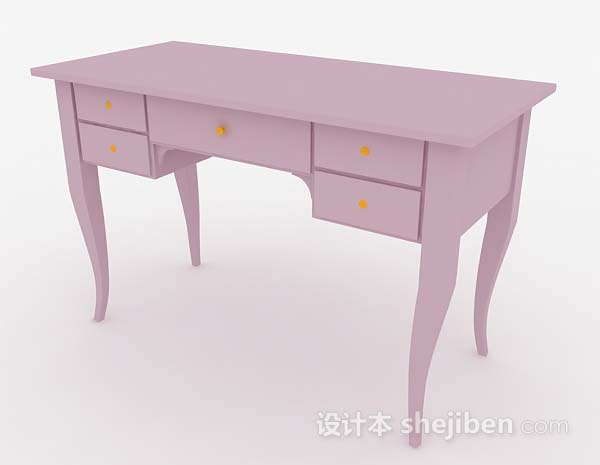 免费粉色书桌3d模型下载