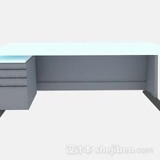 蓝色办公桌3d模型下载