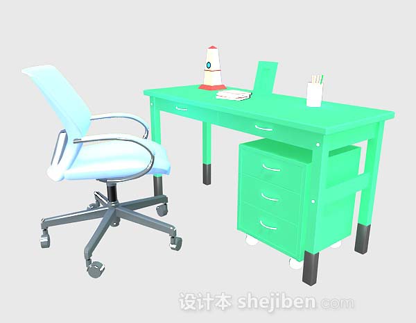 绿色书桌椅