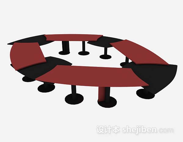 设计本红色会议桌3d模型下载