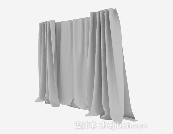 设计本灰色简单窗帘3d模型下载