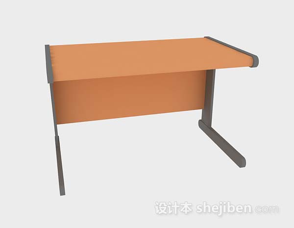 橙色简约书桌3d模型下载