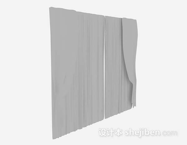 免费灰色窗帘3d模型下载