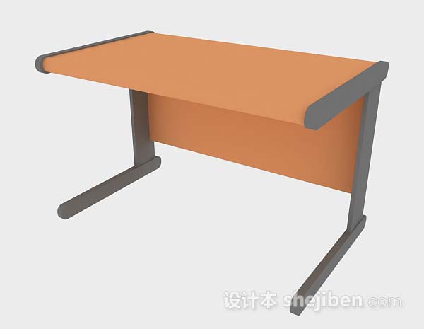 免费橙色简约书桌3d模型下载