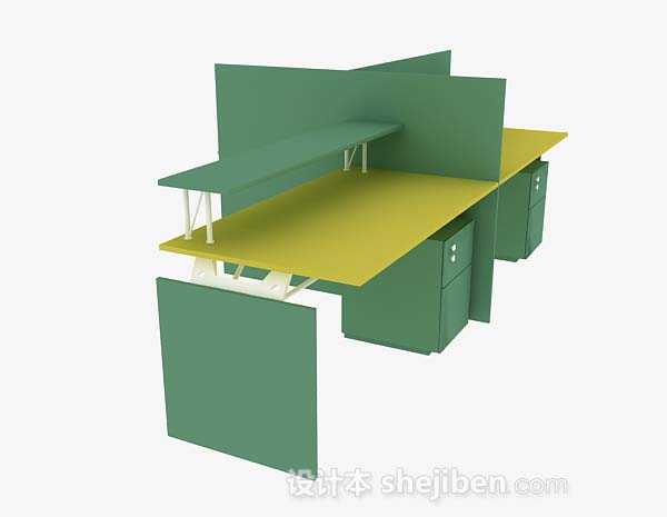 设计本绿色办公桌3d模型下载