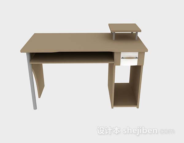 现代风格棕色木质办公桌3d模型下载