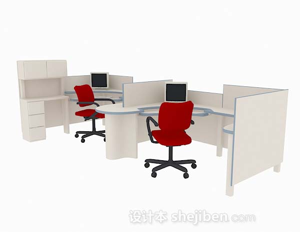 木质办公桌椅组合3d模型下载