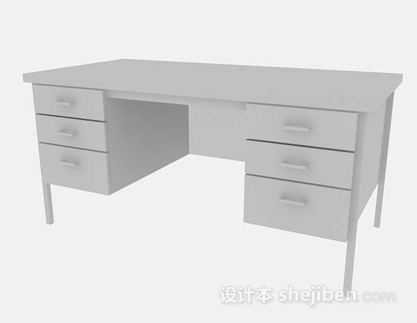 免费灰色简单书桌3d模型下载