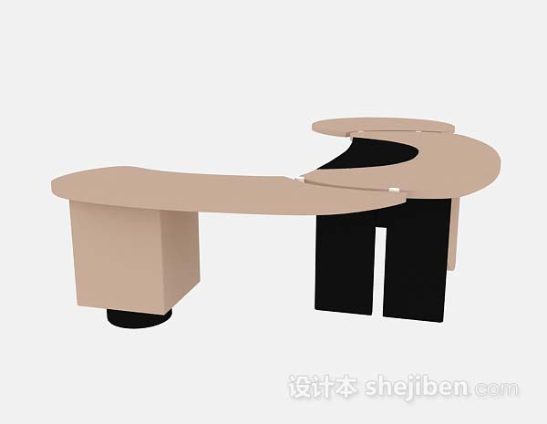 棕色办公桌3d模型下载
