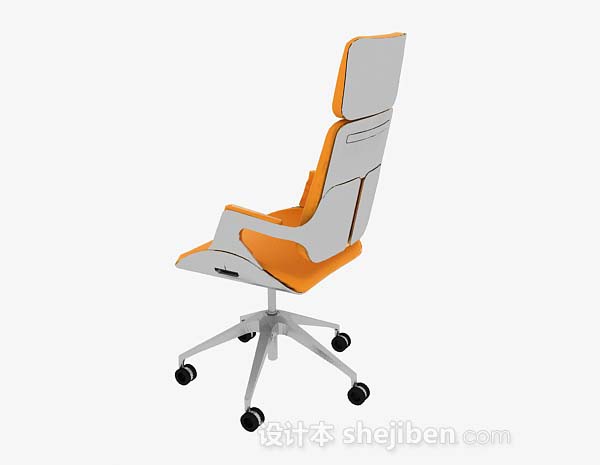 设计本橙色办公椅3d模型下载