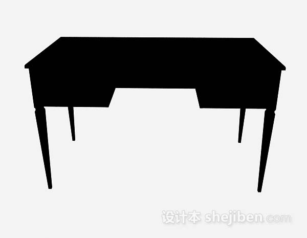 现代风格黑色书桌3d模型下载