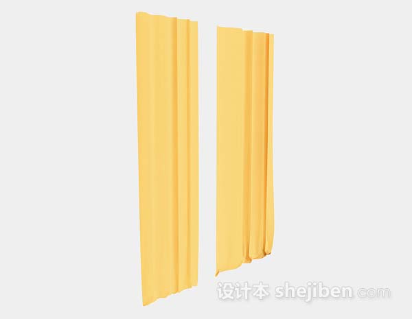 免费黄色窗帘3d模型下载
