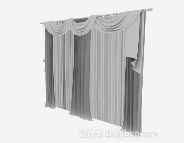 设计本灰色窗帘3d模型下载
