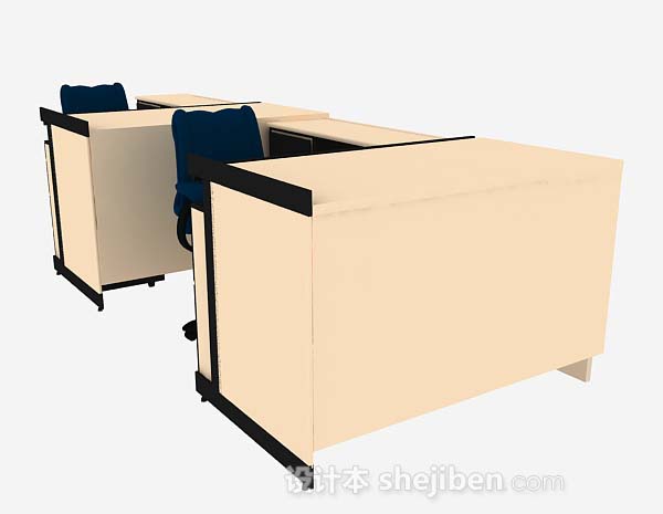 免费黄色办公桌椅3d模型下载