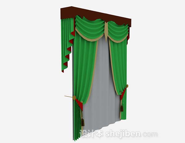 免费家居绿色窗帘3d模型下载