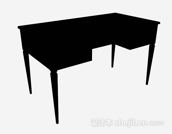 黑色书桌3d模型下载