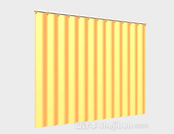 现代风格黄色简单窗帘3d模型下载