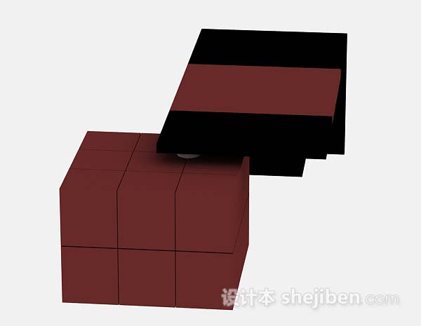 设计本现代个性暗红色书桌3d模型下载