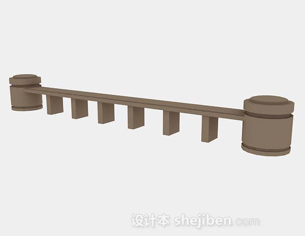 现代风格棕色木质栏杆3d模型下载