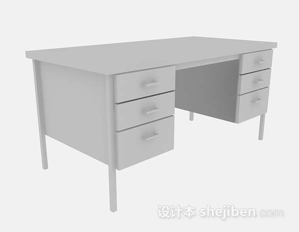 灰色简单书桌3d模型下载