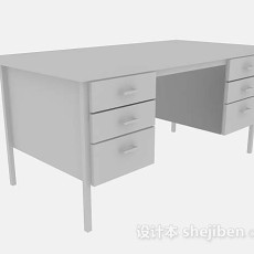 灰色简单书桌3d模型下载