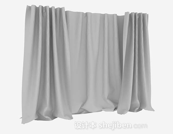 现代风格灰色简单窗帘3d模型下载