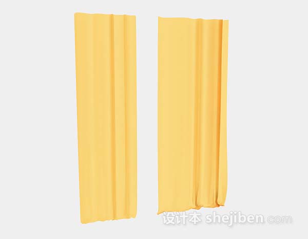 现代风格黄色窗帘3d模型下载