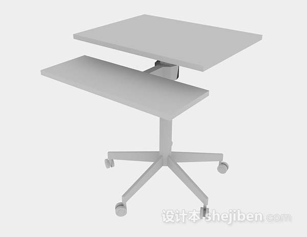 免费灰色简约小书桌3d模型下载